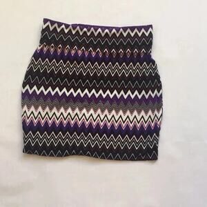 Lily Rose Purple Chevron Mini Skirt Size Small - Pop Art Zig Zag Stretch